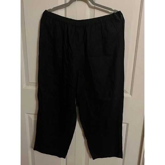 Eileen Fisher Capri Women's Size XL Black Slim-Fit Trousers Elastic Waist - Picture 1 of 4